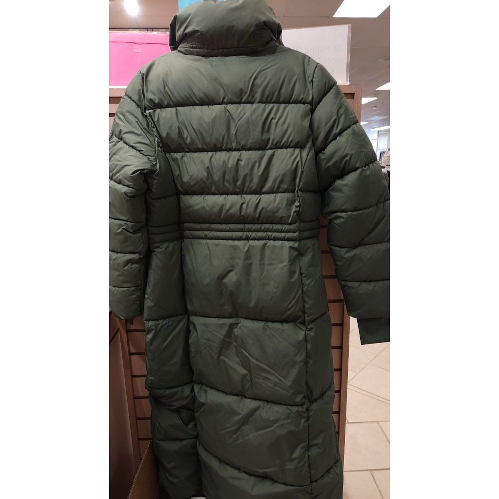 All in Motion Women’s Long Puffer Jacket w/ tuck away hoodie- olive gray - Picture 6 of 9